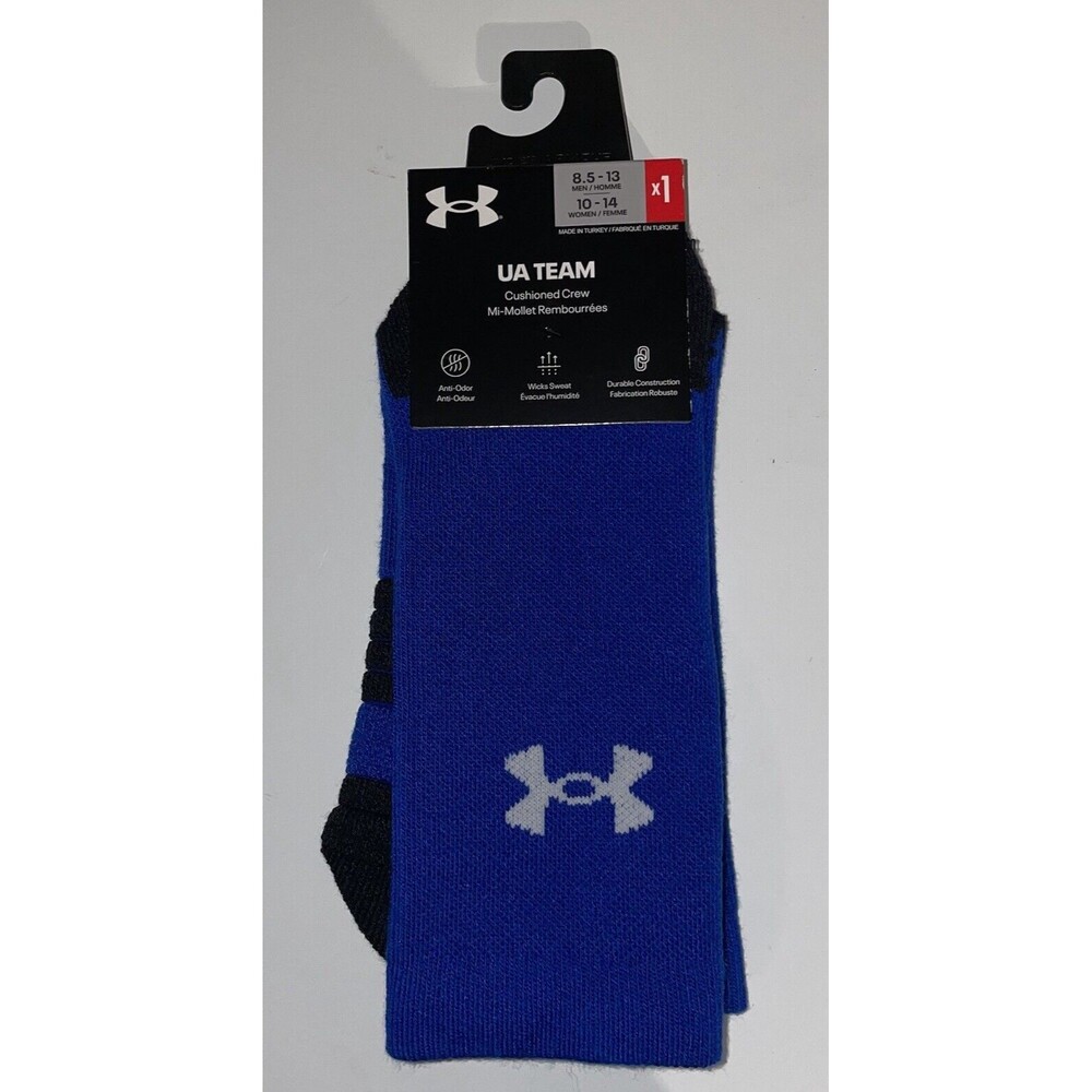 Under Armour Team Crew Socks Royal Blue Size L 8.5-13 NEW